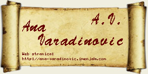 Ana Varadinović vizit kartica